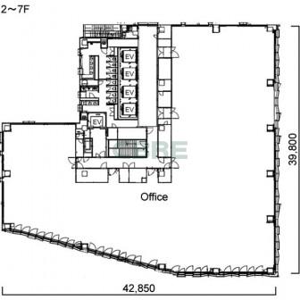 2階〜7階 平面図