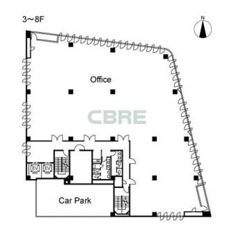 3階〜8階 平面図