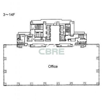 3階〜14階 平面図