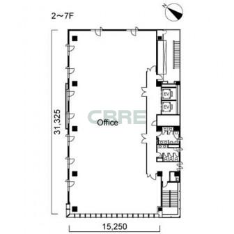 2階〜7階 平面図