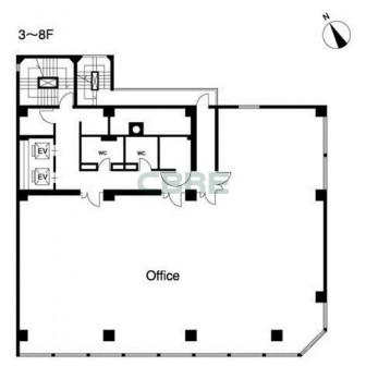 3階〜8階 平面図