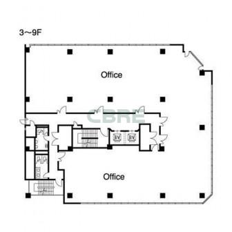 3階〜9階 平面図
