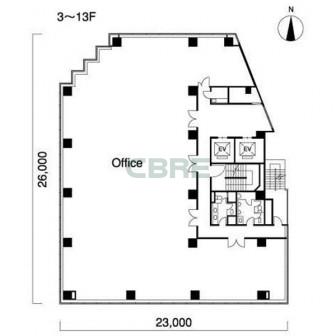3階〜13階 平面図