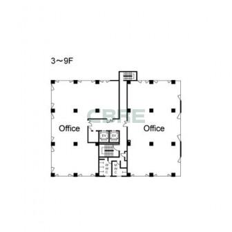 3階〜9階 平面図