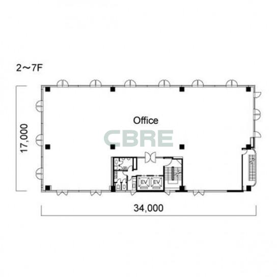 2階〜7階 平面図
