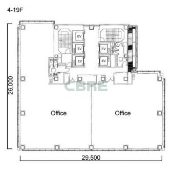 4階〜19階 平面図