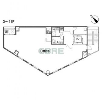 3階〜11階 平面図