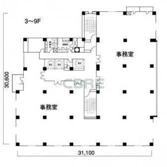 3階〜9階 平面図