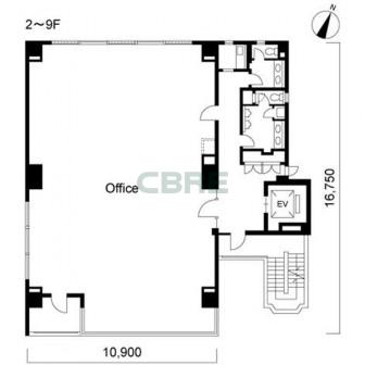 2階〜9階 平面図