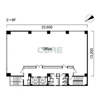 2階〜8階 平面図