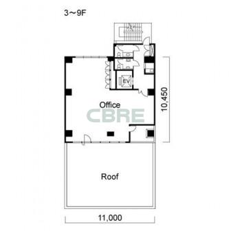 3階〜9階 平面図