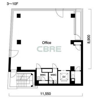 3階〜10階 平面図