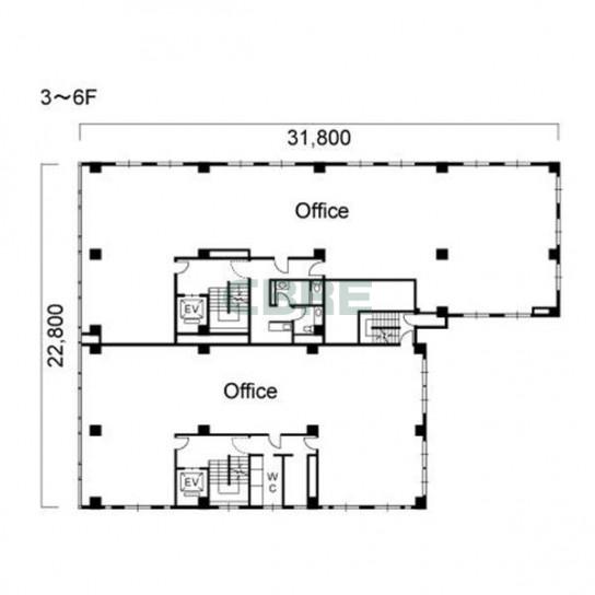 3階〜6階 平面図