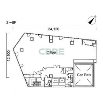 2階〜8階 平面図
