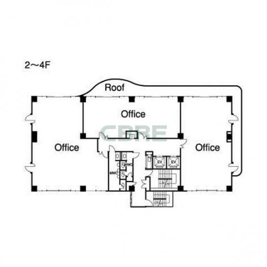 2階〜4階 平面図