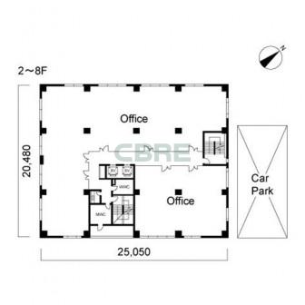 2階〜8階 平面図