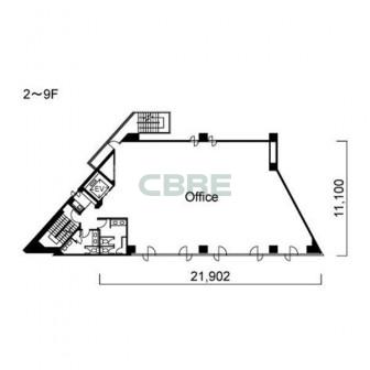 2階〜9階 平面図