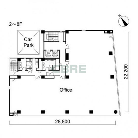 2階〜8階 平面図