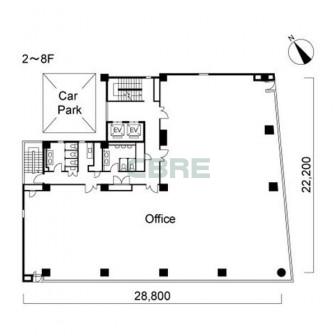 2階〜8階 平面図