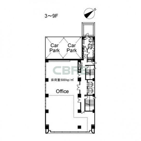 3階〜9階 平面図