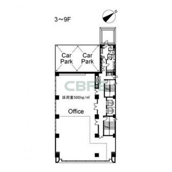 3階〜9階 平面図