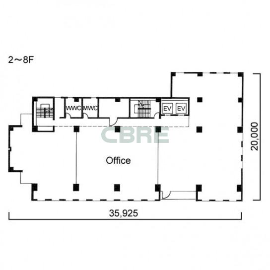 2階〜8階 平面図