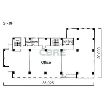 2階〜8階 平面図
