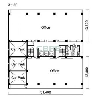3階〜8階 平面図