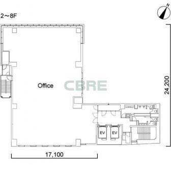 2階〜8階 平面図
