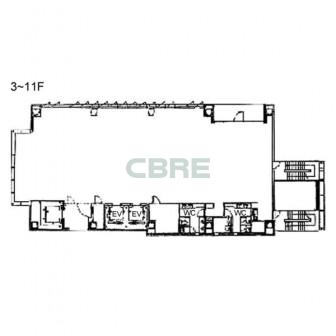 3階〜11階 平面図