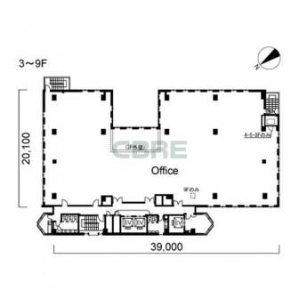 3階〜9階 平面図