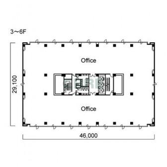 3階〜6階 平面図