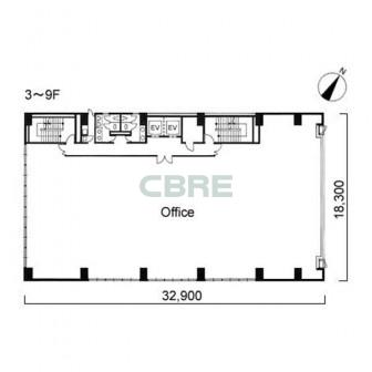 3階〜9階 平面図
