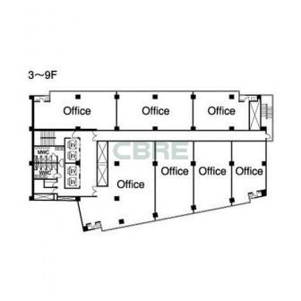 3階〜9階 平面図