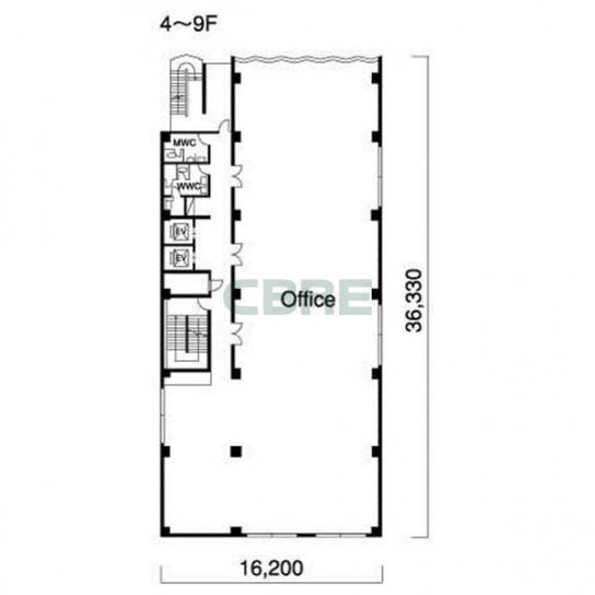 4階〜9階 平面図