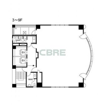 3階〜9階 平面図