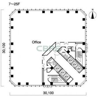 7階〜25階 平面図