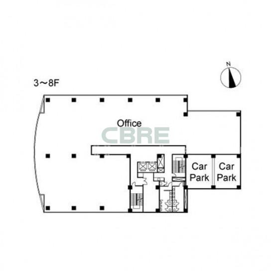 3階〜8階 平面図