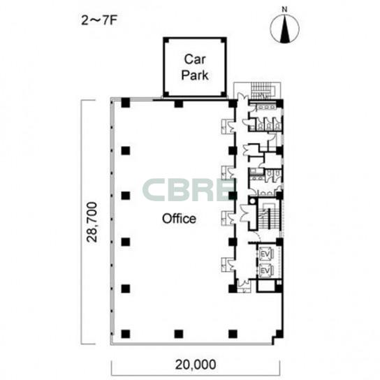 2階〜7階 平面図