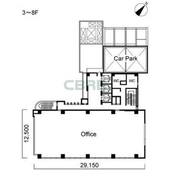 3階〜8階 平面図
