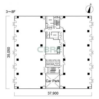3階〜8階 平面図