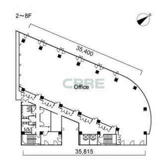 2階〜8階 平面図