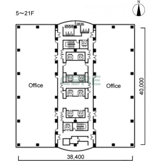 5階〜21階 平面図