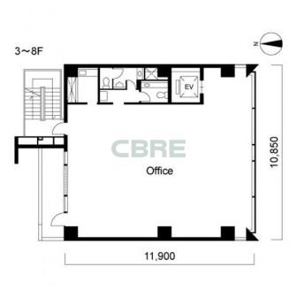 3階〜8階 平面図