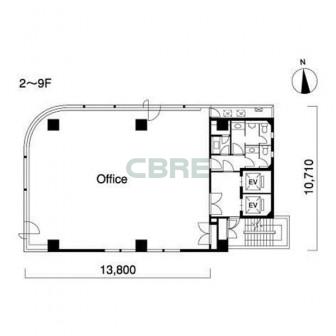 2階〜9階 平面図