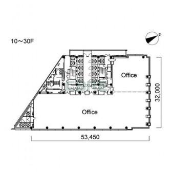 10階〜30階 平面図