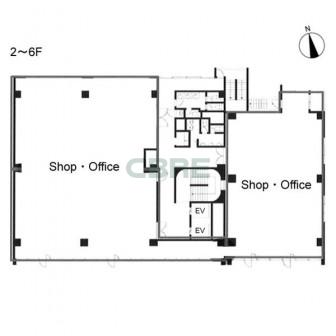 2階〜6階 平面図