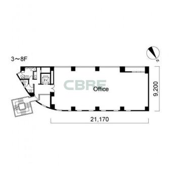 3階〜8階 平面図