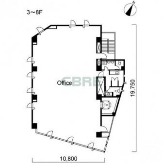 3階〜8階 平面図