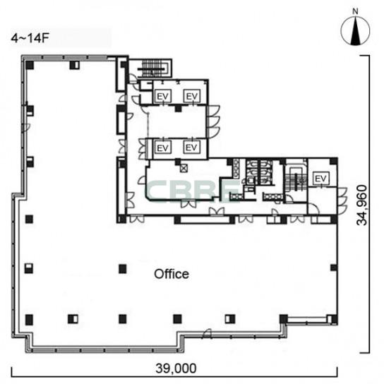 4階〜14階 平面図